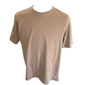 Zara Mens XL T Shirt Brown Crew Neck Short Sleeve Casual Basic Top